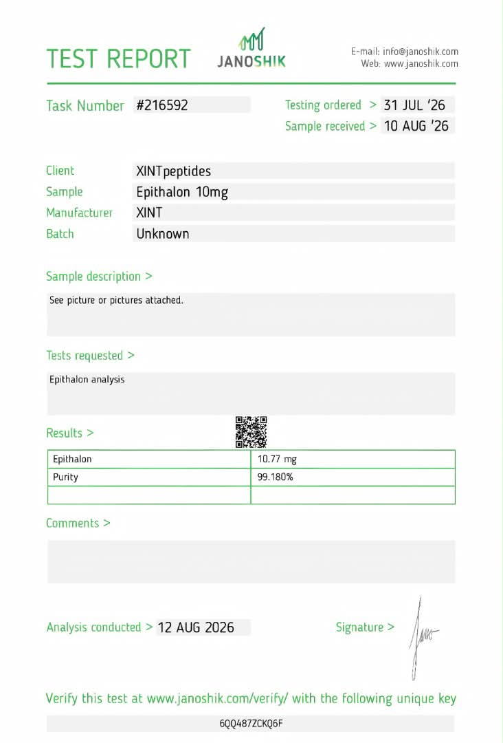 Epithalon 10mg COA