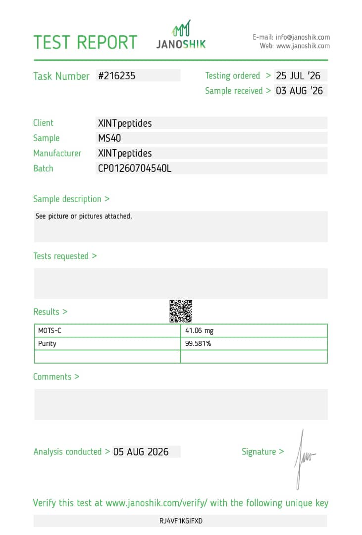 MOTS-C MS40 COA