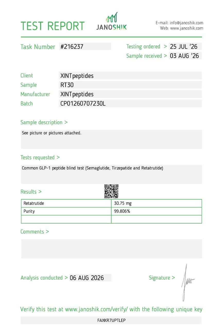 Retatrutide RT30 COA