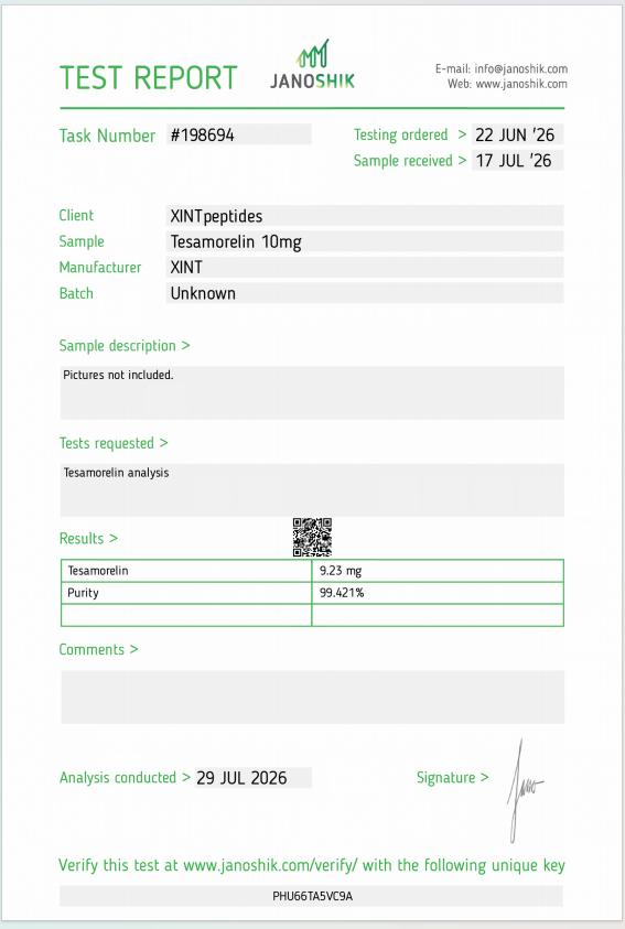 Tesamorelin 10mg COA